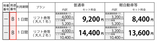 料金表