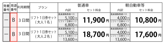 料金表