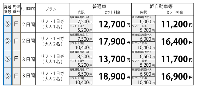 料金表