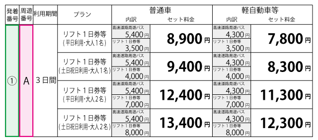 料金表