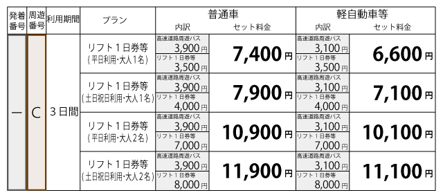 料金表