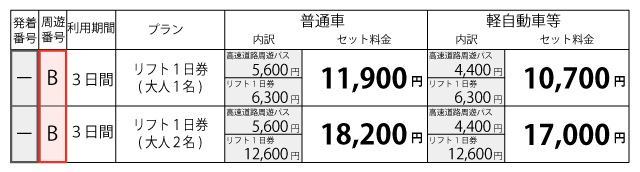 料金表