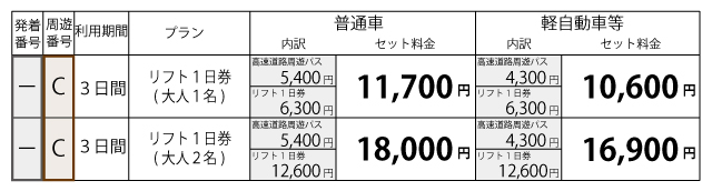 料金表