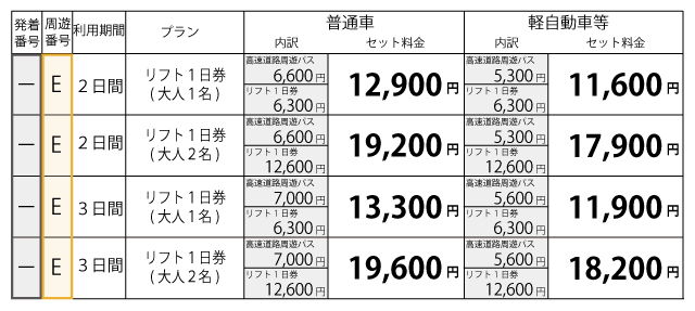 料金表