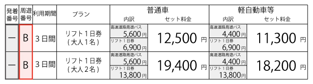 料金表